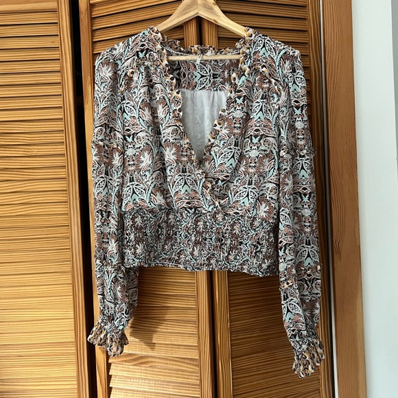 Anthropologie Womens Floral Print Ruffle Blouse. Size medium. - Picture 1 of 10